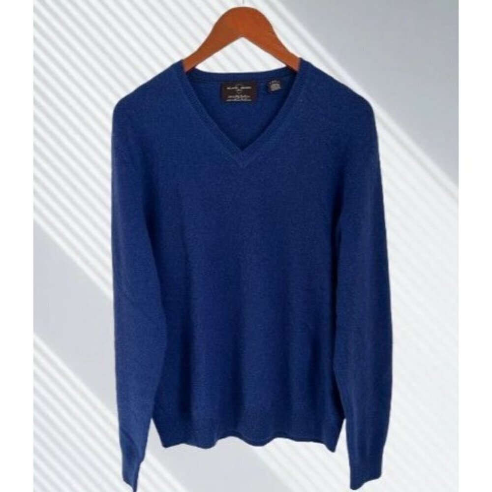 Black Brown 1826 Mens V-Neck Sweater 100% 2-Ply Cashmere Royal Blue Soft Warm Lu